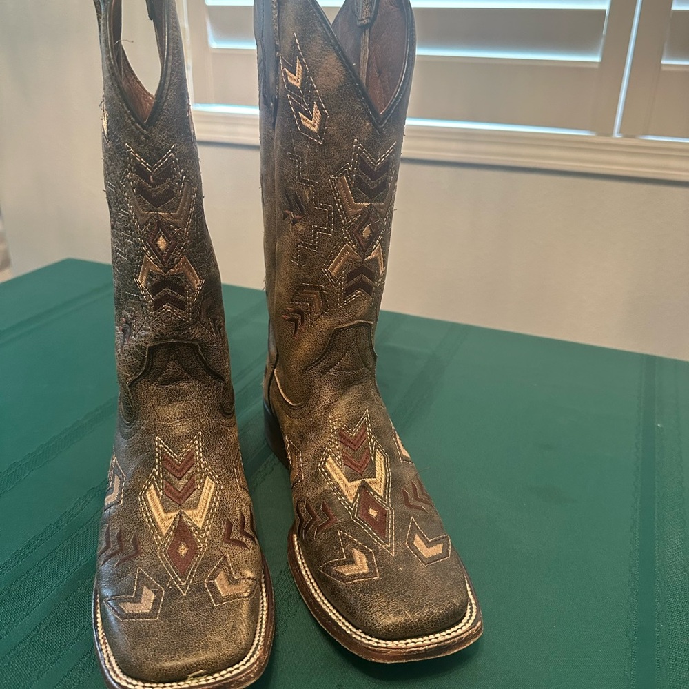 Circle G Women's Arrowhead Western Boots Broad Square Toe Brown Size
